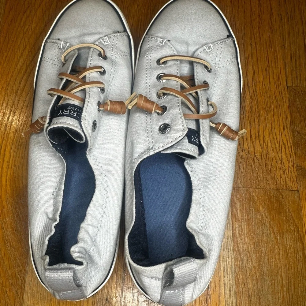 Sperry Crest Vibe Slip-On Sneakers Women’s 8.5 | Gray Canvas Boat Shoes |